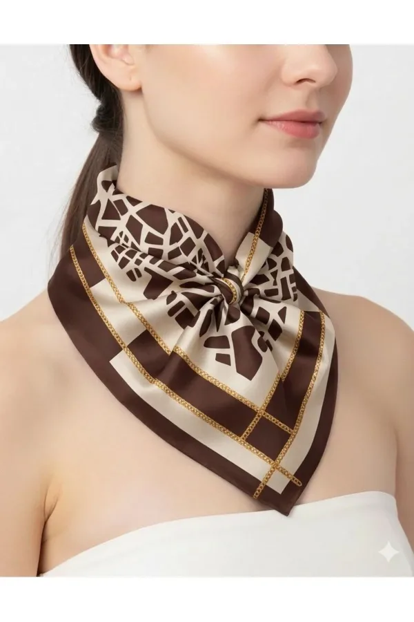 Tarzını Seç Kahverengi Mozaik Zincir Fular / Bandana / Aksesuar 48x48 cm Tarzını Seç Kahverengi Mozaik Zincir Fular / Bandana / Aksesuar 48x48 cm
