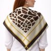 Tarzını Seç Kahverengi Mozaik Zincir Fular / Bandana / Aksesuar / Şal / Eşarp 70x70