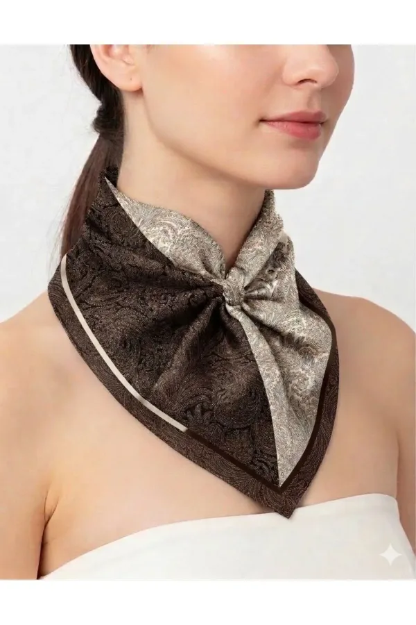 Tarzını Seç Kahverengi Royal Fular / Bandana / Aksesuar 48x48 cm Tarzını Seç Kahverengi Royal Fular / Bandana / Aksesuar 48x48 cm
