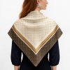 Tarzını Seç Kahverengi Şerit Puantiyeli Fular / Bandana / Aksesuar / Şal / Eşarp 70x70