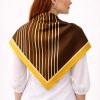 Tarzını Seç Kahverengi V Çizgi Fular / Bandana / Aksesuar / Şal / Eşarp 70x70