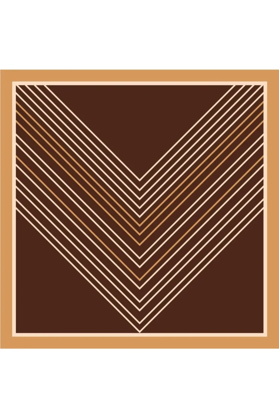 Tarzını Seç Kahverengi V Çizgi Fular / Bandana / Aksesuar / Eşarp 90x90 cm