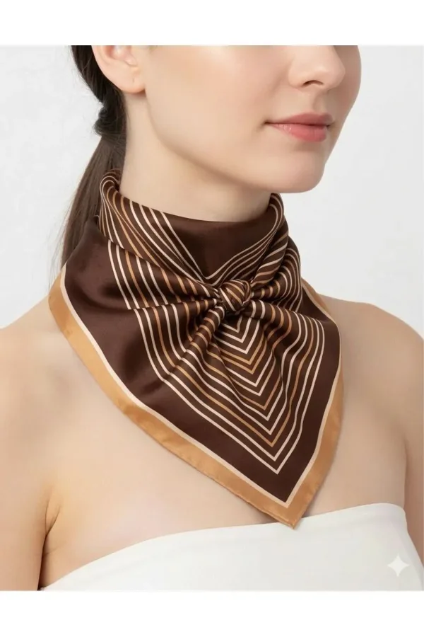 Tarzını Seç Kahverengi V Çizgi Fular / Bandana / Aksesuar 48x48 cm Tarzını Seç Kahverengi V Çizgi Fular / Bandana / Aksesuar 48x48 cm