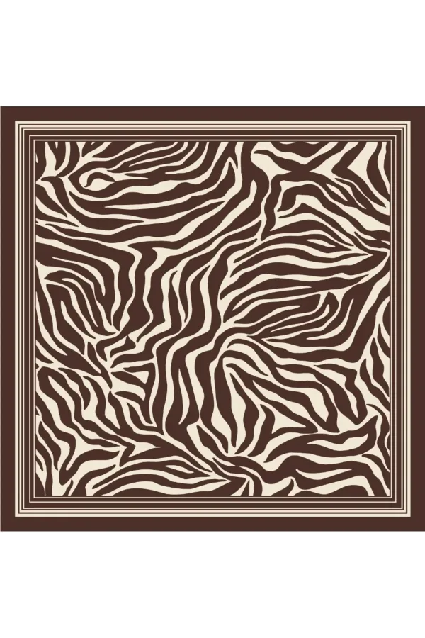 Tarzını Seç Kahverengi Zebra Fular / Bandana / Aksesuar 48x48 cm