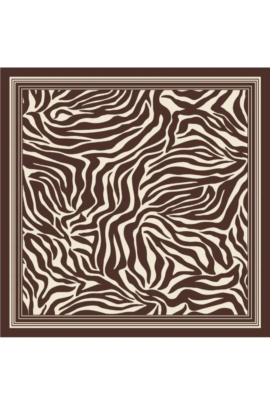 Tarzını Seç Kahverengi Zebra Fular / Bandana / Aksesuar 48x48 cm