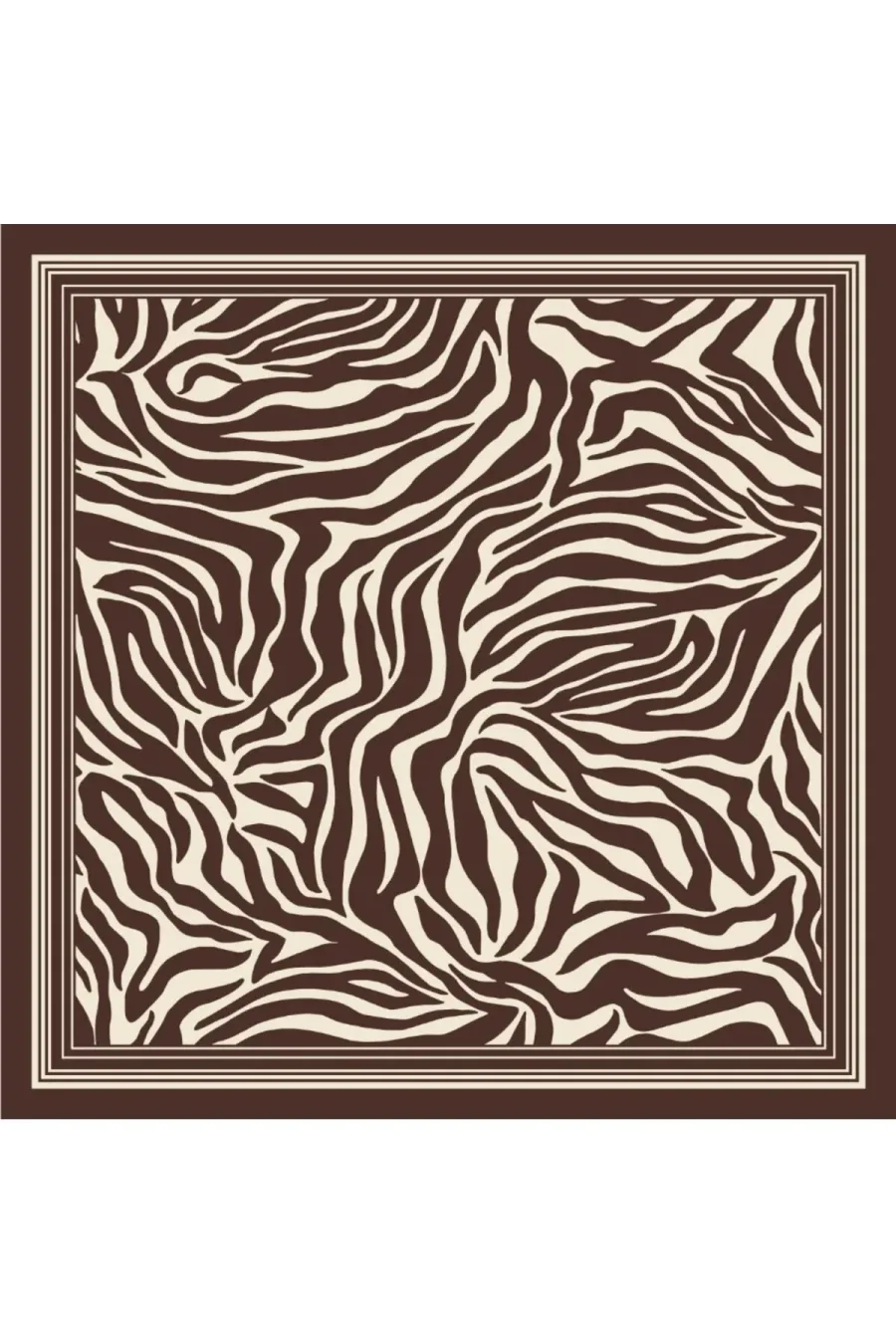 Tarzını Seç Kahverengi Zebra Fular / Bandana / Aksesuar / Şal / Eşarp 70x70