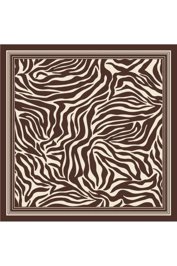 Tarzını Seç Kahverengi Zebra Fular / Bandana / Aksesuar / Eşarp 90x90 cm
