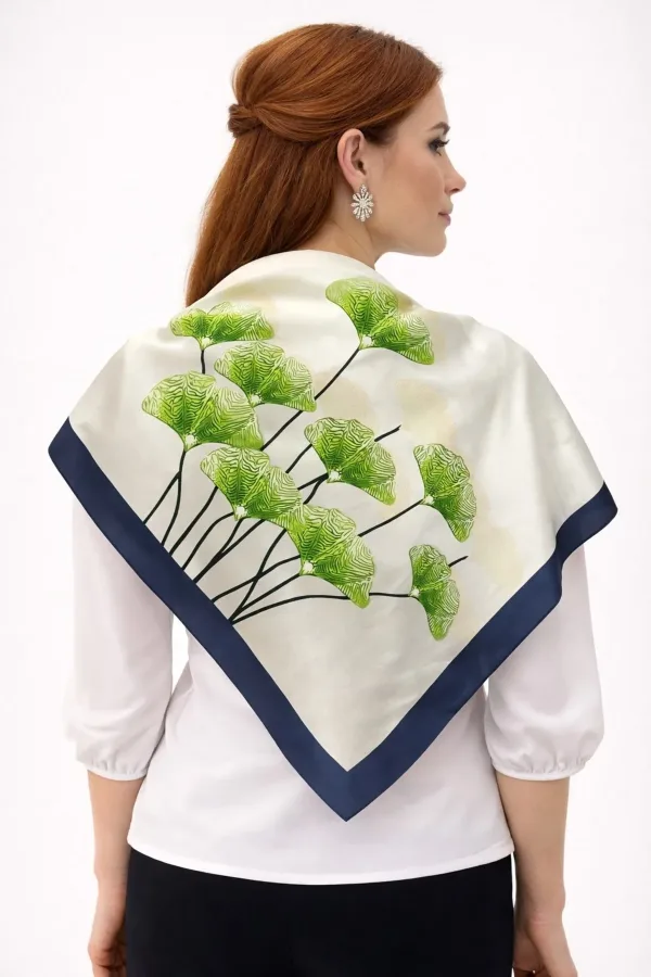 Tarzını Seç Lacivert Ginkgo Fular / Bandana / Aksesuar 48x48 cm Tarzını Seç Lacivert Ginkgo Fular / Bandana / Aksesuar 48x48 cm