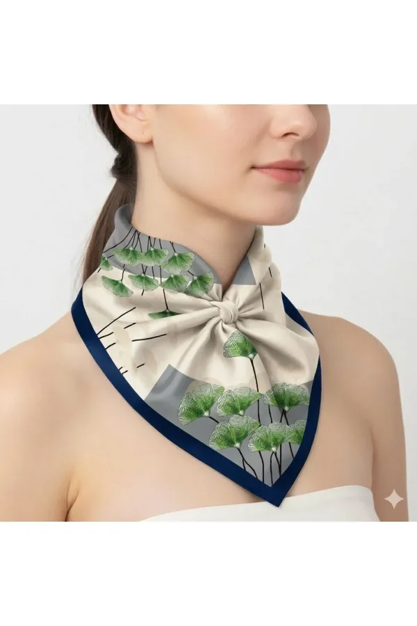 Tarzını Seç Lacivert Ginkgo Fular / Bandana / Aksesuar 48x48 cm Tarzını Seç Lacivert Ginkgo Fular / Bandana / Aksesuar 48x48 cm