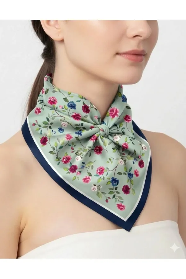Tarzını Seç Lacivert Gül Fular / Bandana / Aksesuar 48x48 cm Tarzını Seç Lacivert Gül Fular / Bandana / Aksesuar 48x48 cm