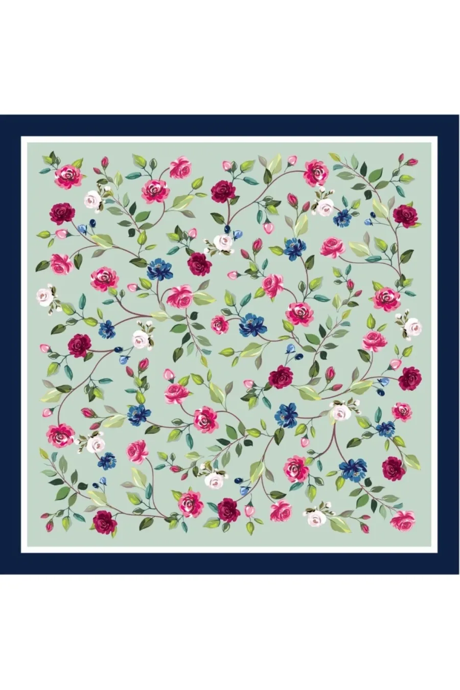 Tarzını Seç Lacivert Gül Fular / Bandana / Aksesuar / Eşarp 90x90 cm