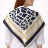 Tarzını Seç Lacivert Mozaik Zincir Fular / Bandana / Aksesuar / Şal / Eşarp 70x70