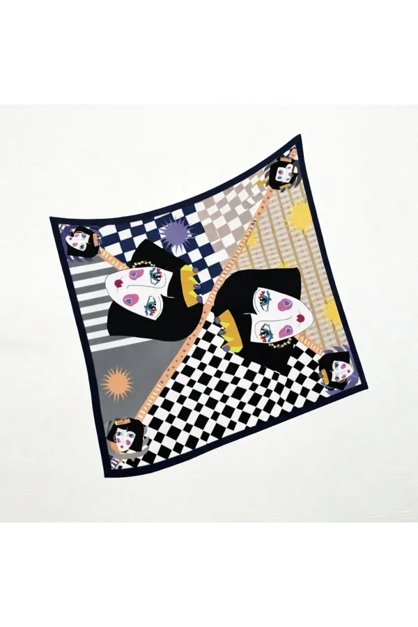 Tarzını Seç Lacivert Queen Fular / Bandana / Aksesuar 48x48 cm Tarzını Seç Lacivert Queen Fular / Bandana / Aksesuar 48x48 cm