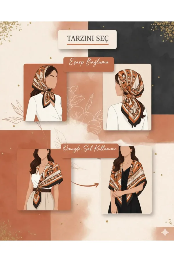 Tarzını Seç Lacivert Queen Fular / Bandana / Aksesuar / Şal / Eşarp 70x70