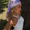 Tarzını Seç Lavanta Desenli Fular / Bandana 70x70 cm