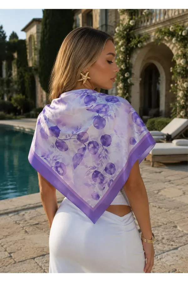 Tarzını Seç Lavanta Desenli Fular / Bandana 70x70 cm Tarzını Seç Lavanta Desenli Fular / Bandana 70x70 cm