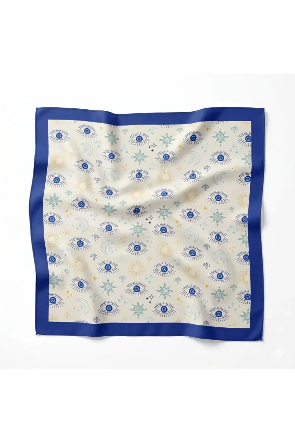 Tarzını Seç Mavi Göz Desenli Fular / Bandana 70x70 cm Tarzını Seç Mavi Göz Desenli Fular / Bandana 70x70 cm