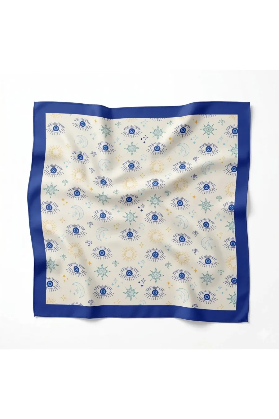 Tarzını Seç Mavi Göz Desenli Fular / Bandana 70x70 cm