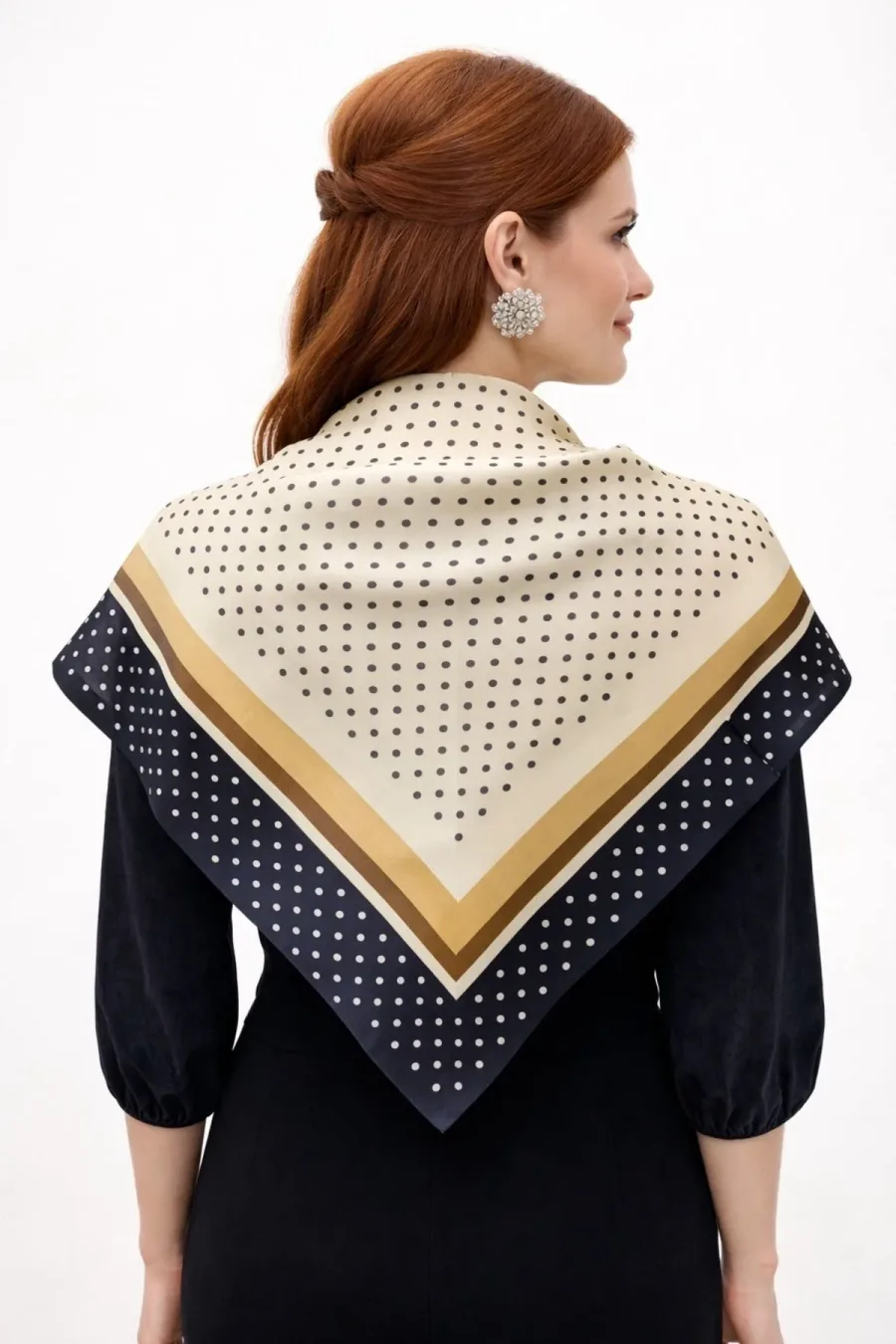 Tarzını Seç Mavi Şerit Puantiyeli Fular / Bandana / Aksesuar / Eşarp 90x90 cm