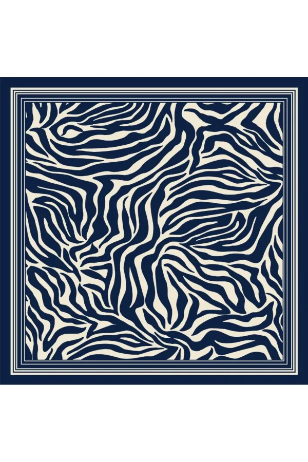 Tarzını Seç Mavi Zebra Fular / Bandana / Aksesuar 48x48 cm