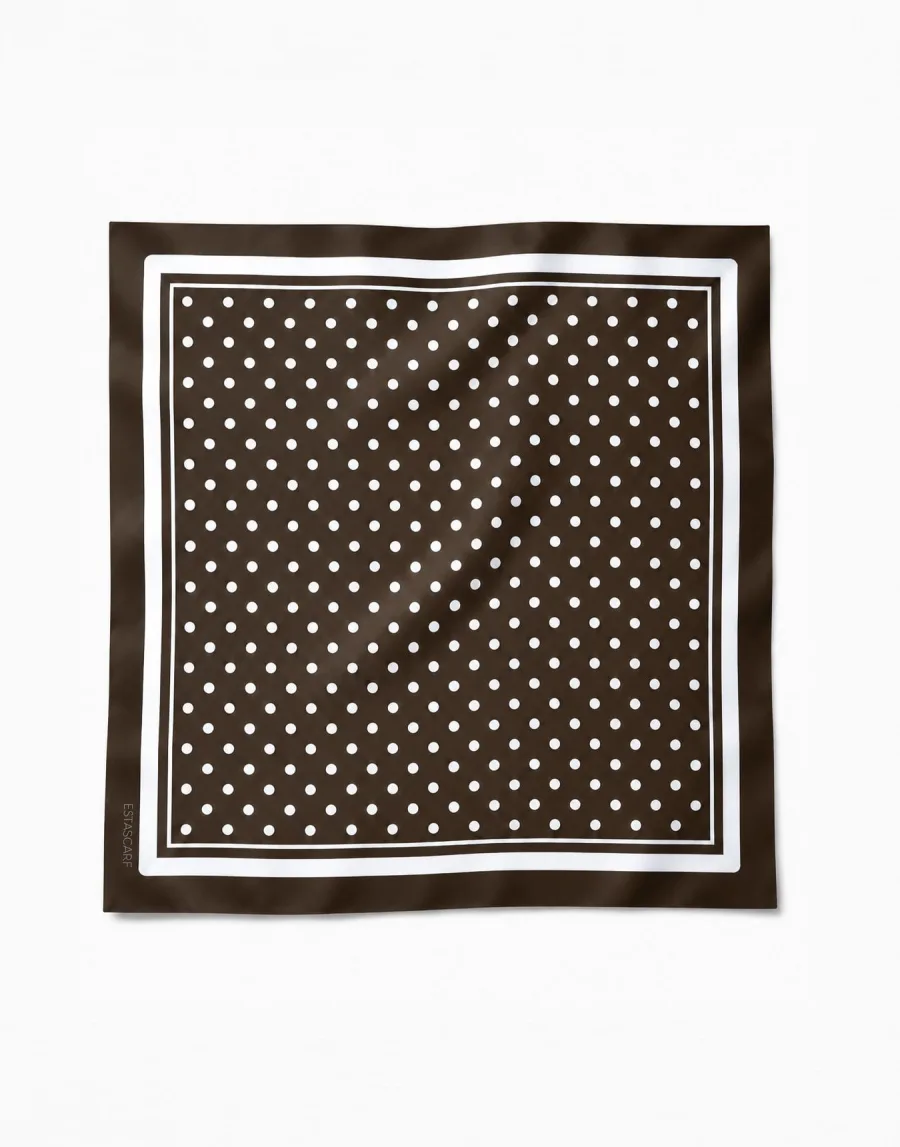 Tarzını Seç Mocha – Kahverengi Puantiye Desenli Fular 70 x 70 cm