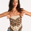 Tarzını Seç Mocha Puantiye Desenli Fular / Bandana 70x70 cm