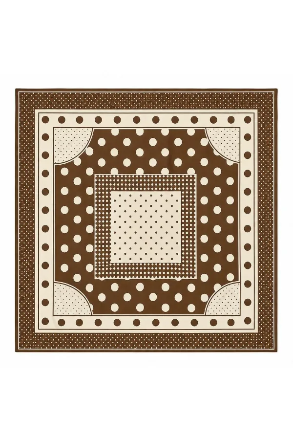 Tarzını Seç Mocha Puantiye Desenli Fular / Bandana 70x70 cm