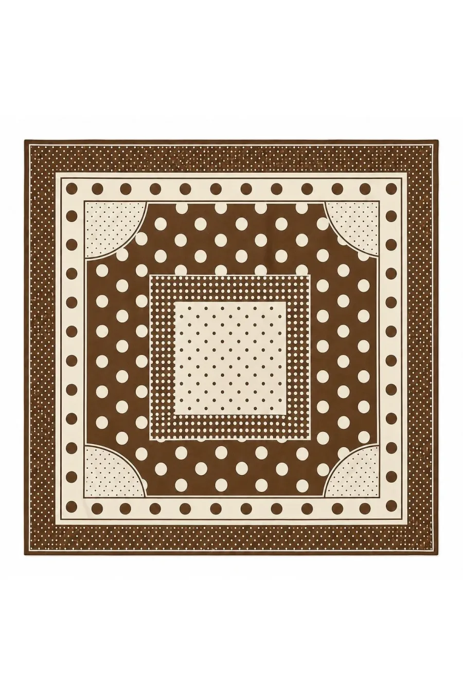 Tarzını Seç Mocha Puantiye Desenli Fular / Bandana 70x70 cm