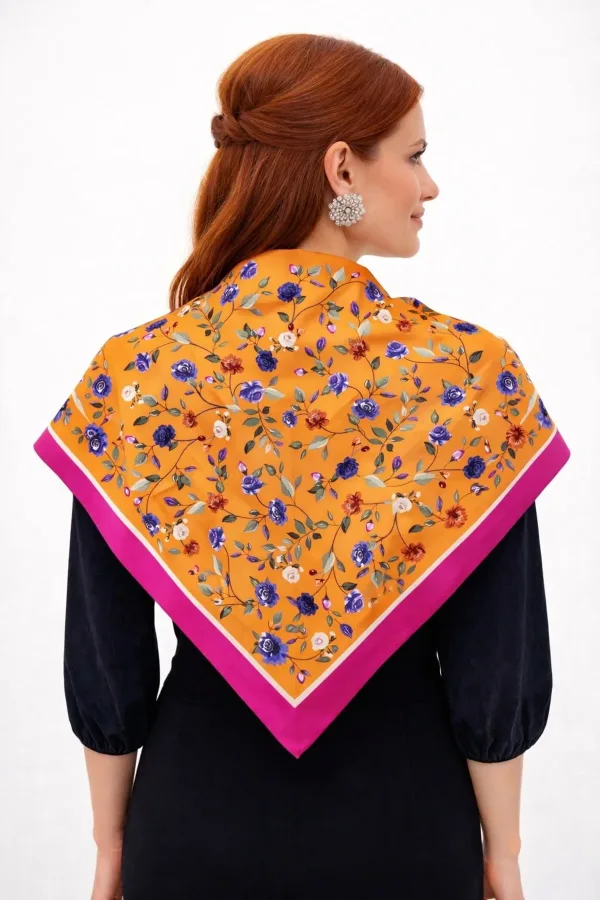 Tarzını Seç Pembe Gül Fular / Bandana / Aksesuar / Şal / Eşarp 70x70