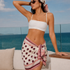 Tarzını Seç Premium Bordo Puantiye Desenli 2'li Kısa Pareo ve Bandana Seti 150x50 cm / 70x70 cm