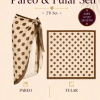 Tarzını Seç Premium Kahverengi Puantiyeli 2'li Yırtmaçlı Bağlamalı Pareo ve Bandana Seti 155x111 cm / 70x70 cm