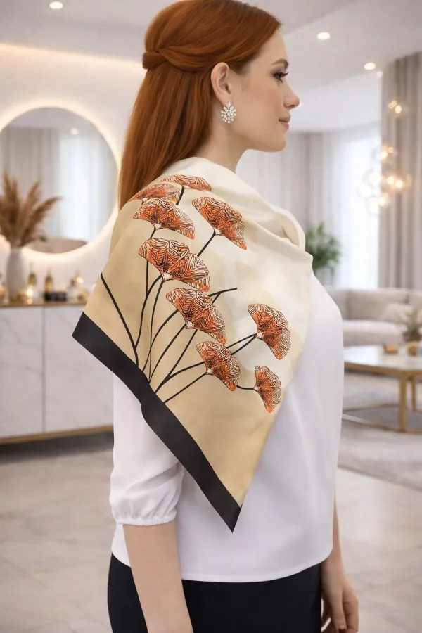 Tarzını Seç Siyah Ginkgo Fular / Bandana / Aksesuar / Şal / Eşarp 70x70 Tarzını Seç Siyah Ginkgo Fular / Bandana / Aksesuar / Şal / Eşarp 70x70