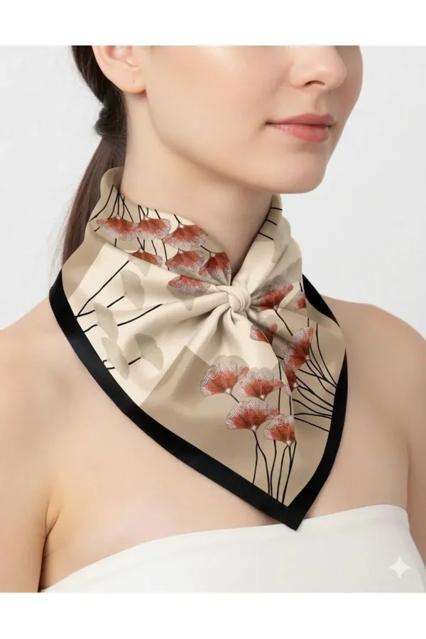 Tarzını Seç Siyah Ginkgo Fular / Bandana / Aksesuar 48x48 cm Tarzını Seç Siyah Ginkgo Fular / Bandana / Aksesuar 48x48 cm