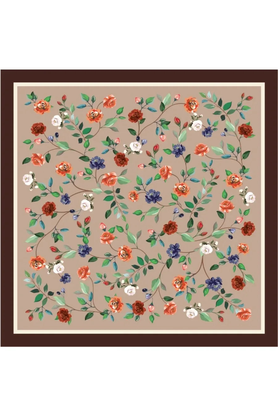 Tarzını Seç Siyah Gül Fular / Bandana / Aksesuar 48x48 cm