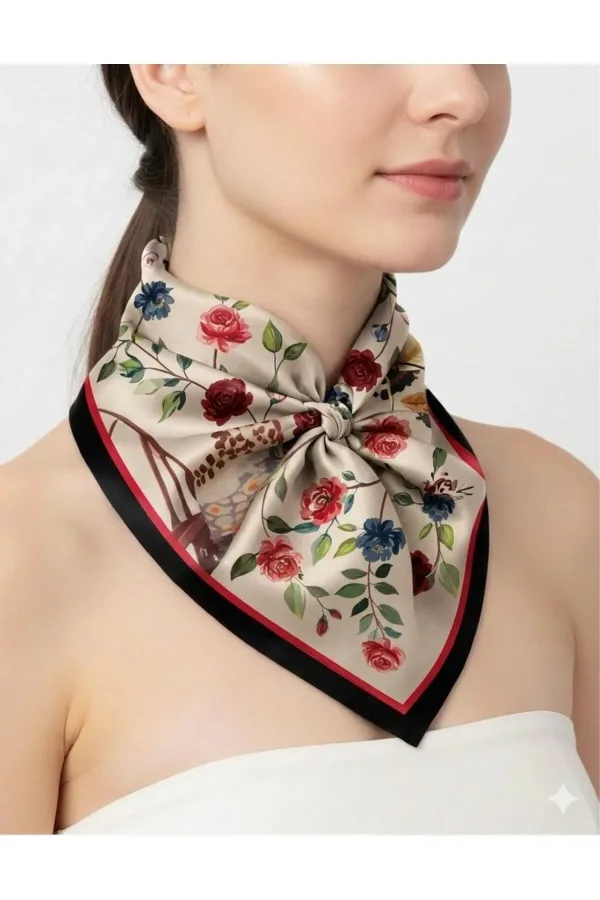Tarzını Seç Siyah Gül Fular / Bandana / Aksesuar 48x48 cm Tarzını Seç Siyah Gül Fular / Bandana / Aksesuar 48x48 cm
