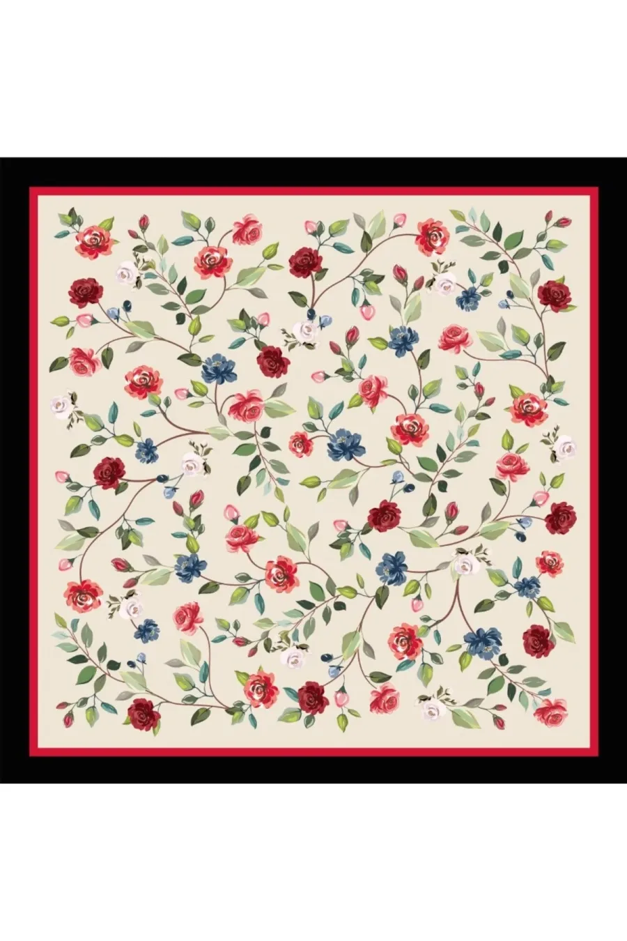 Tarzını Seç Siyah Gül Fular / Bandana / Aksesuar 48x48 cm