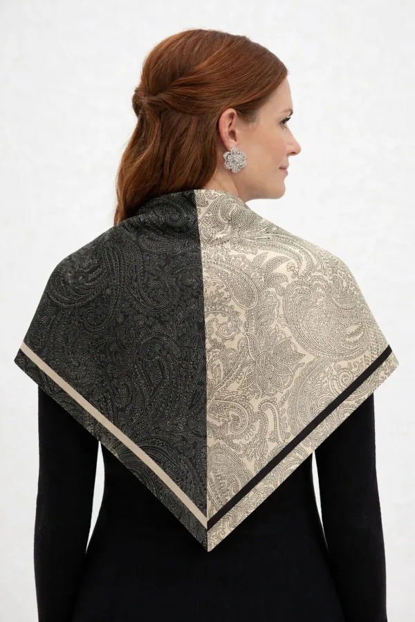 Tarzını Seç Siyah Royal Fular / Bandana / Aksesuar / Eşarp 90x90 cm