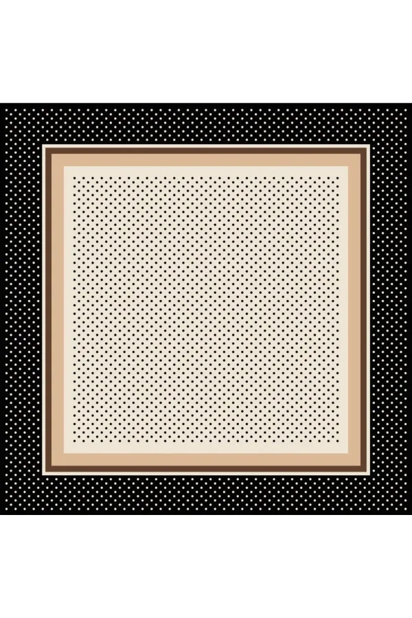 Tarzını Seç Siyah Şerit Puantiyeli Fular / Bandana / Aksesuar 48x48 cm