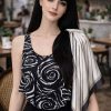 Tarzını Seç Siyah V Çizgi Fular / Bandana / Aksesuar / Şal / Eşarp 70x70