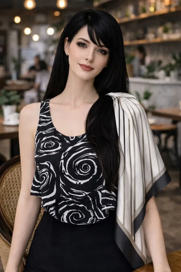 Tarzını Seç Siyah V Çizgi Fular / Bandana / Aksesuar / Şal / Eşarp 70x70 Tarzını Seç Siyah V Çizgi Fular / Bandana / Aksesuar / Şal / Eşarp 70x70