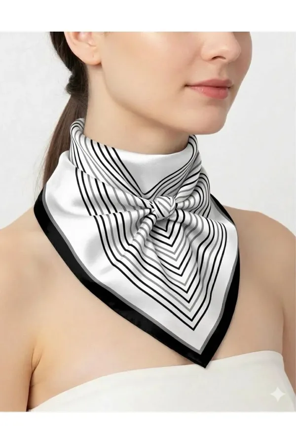 Tarzını Seç Siyah V Çizgi Fular / Bandana / Aksesuar 48x48 cm Tarzını Seç Siyah V Çizgi Fular / Bandana / Aksesuar 48x48 cm
