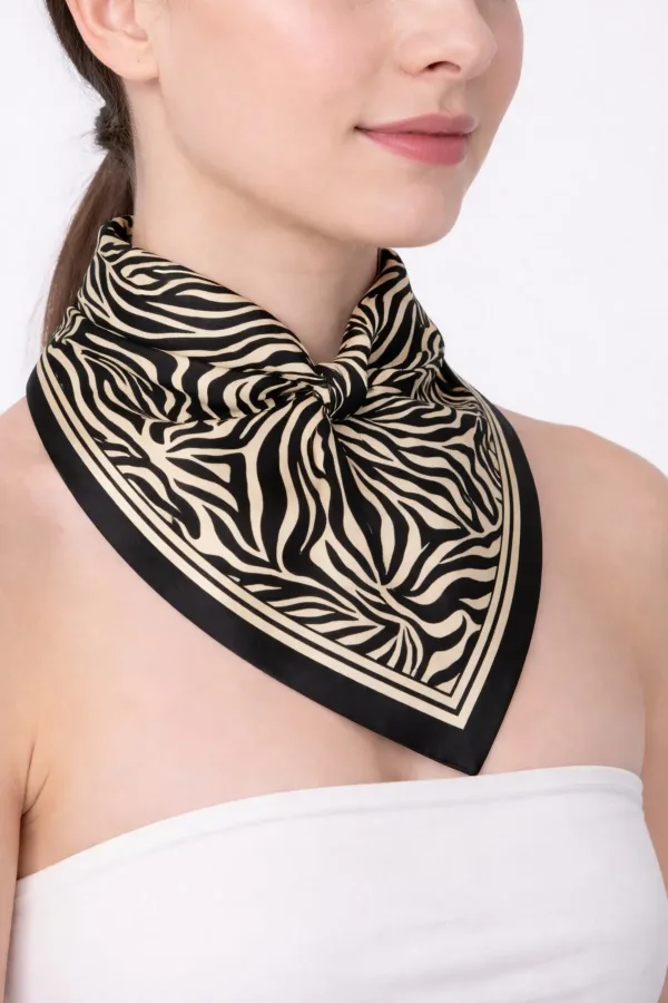 Tarzını Seç Siyah Zebra Fular / Bandana / Aksesuar 48x48 cm Tarzını Seç Siyah Zebra Fular / Bandana / Aksesuar 48x48 cm