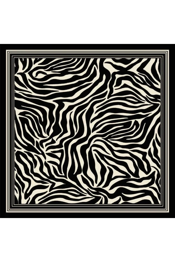 Tarzını Seç Siyah Zebra Fular / Bandana / Aksesuar / Şal / Eşarp 70x70