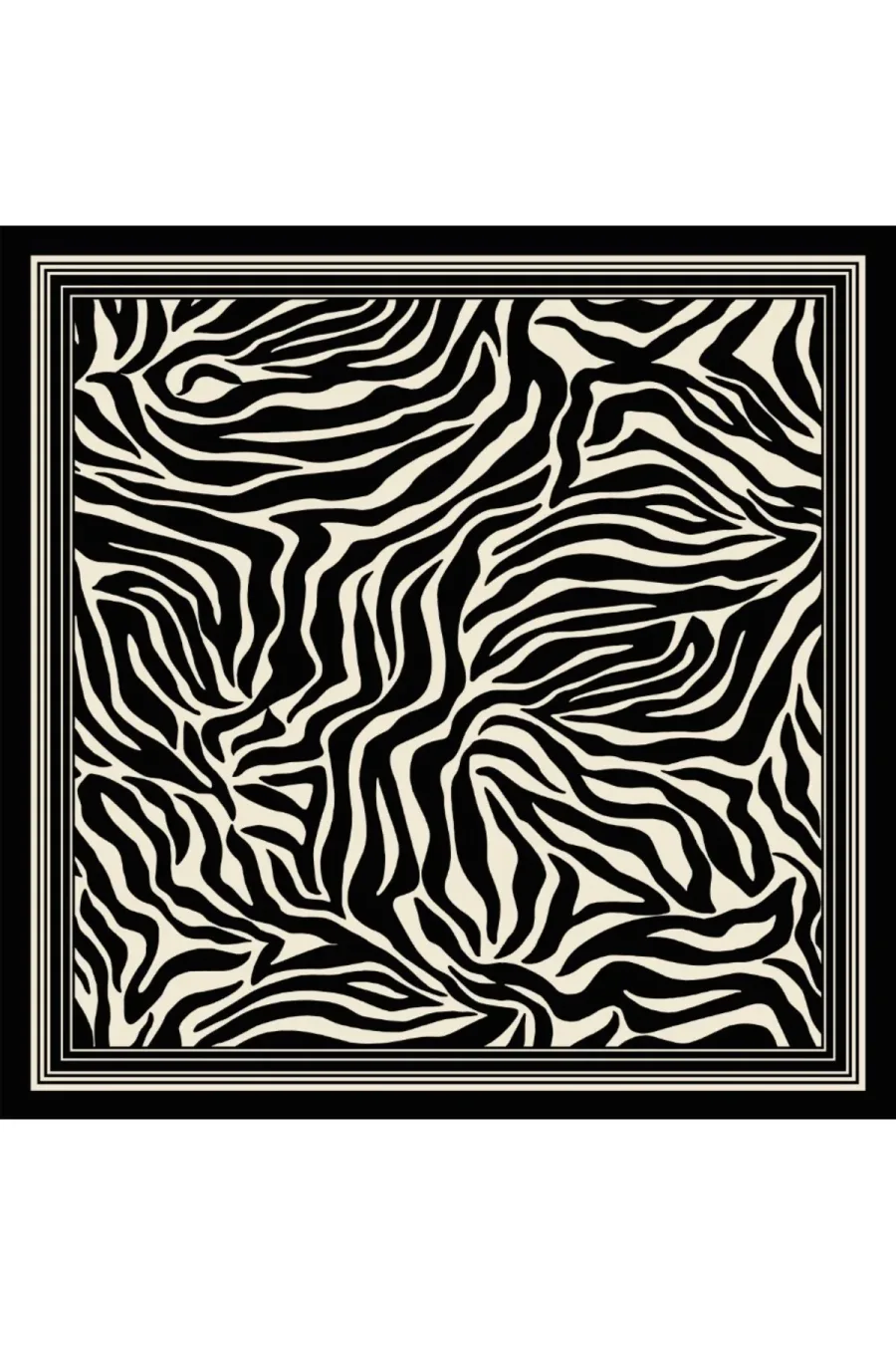Tarzını Seç Siyah Zebra Fular / Bandana / Aksesuar / Eşarp 90x90 cm