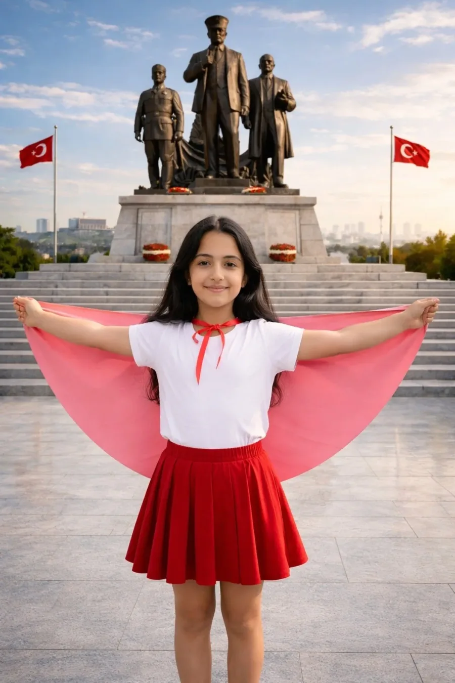 Tarzını Seç Türk Bayraklı Pelerin Gösteri Kostümü 145x73cm Tarzını Seç Türk Bayraklı Pelerin Gösteri Kostümü 145x73cm