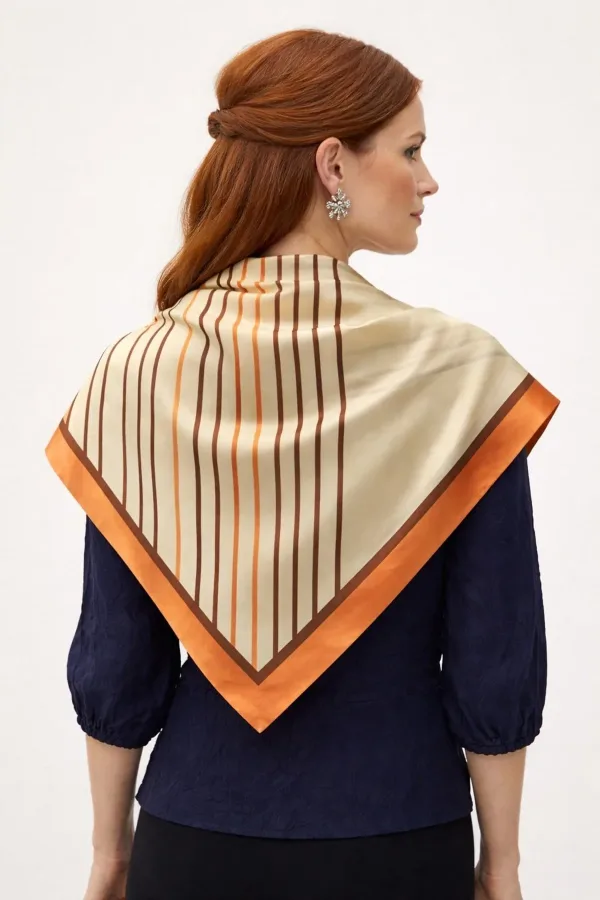 Tarzını Seç Turuncu V Çizgi Fular / Bandana / Aksesuar / Eşarp 90x90 cm Tarzını Seç Turuncu V Çizgi Fular / Bandana / Aksesuar / Eşarp 90x90 cm