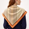 Tarzını Seç Turuncu V Çizgi Fular / Bandana / Aksesuar / Şal / Eşarp 70x70