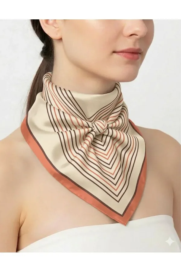 Tarzını Seç Turuncu V Çizgi Fular / Bandana / Aksesuar 48x48 cm Tarzını Seç Turuncu V Çizgi Fular / Bandana / Aksesuar 48x48 cm
