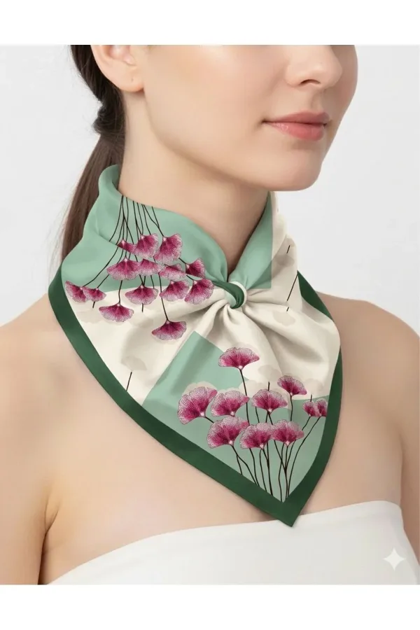 Tarzını Seç Yeşil Ginkgo Fular / Bandana / Aksesuar 48x48 cm Tarzını Seç Yeşil Ginkgo Fular / Bandana / Aksesuar 48x48 cm