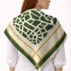 Tarzını Seç Yeşil Mozaik Zincir Fular / Bandana / Aksesuar / Eşarp 90x90 cm